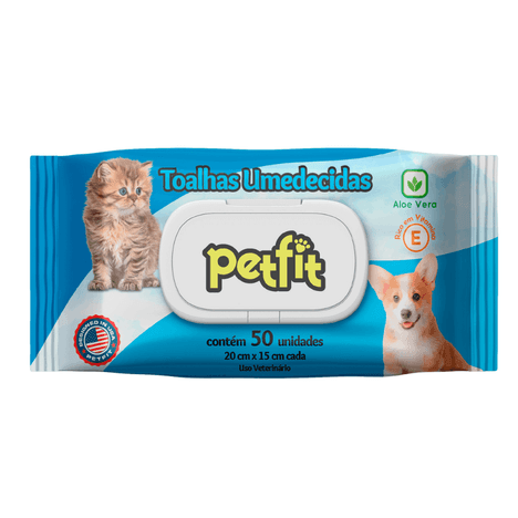 Toalhas Umedecidas PetFit Pacote com 50 unidades 20x51cm Toalhas Umedecidas PetFit Pacote com 50 unidades 20x51cm