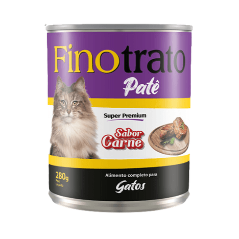 Patê em Lata Finotrato para Gatos Adultos Sabor Carne 280gr