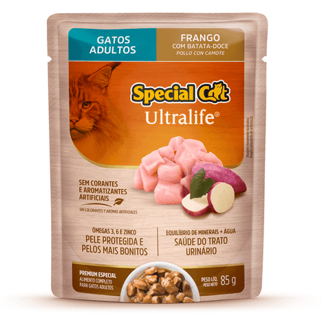 Sachê Special Cat Ultralife para Gatos Adultos Sabor Frango com Bata-Doce 85g