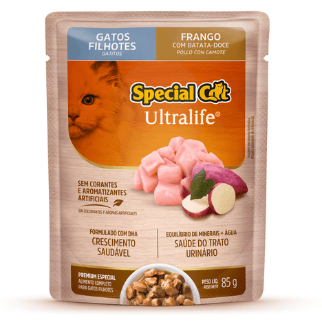 Sachê Special Cat Ultralife para Gatos Filhotes Sabor Frango com Bata-Doce 85g