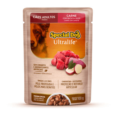 Sachê Special Dog Ultralife para Cães Adultos Sabor Carne com Bata-Doce 100g