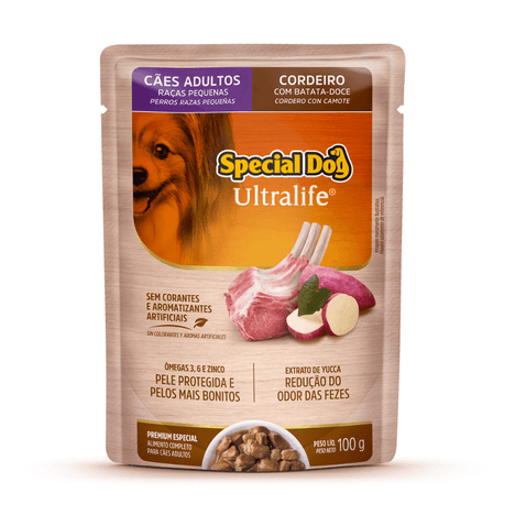 Sachê Special Dog Ultralife para Cães Adultos Raças Pequenas Sabor Cordeiro com Bata-Doce 100g