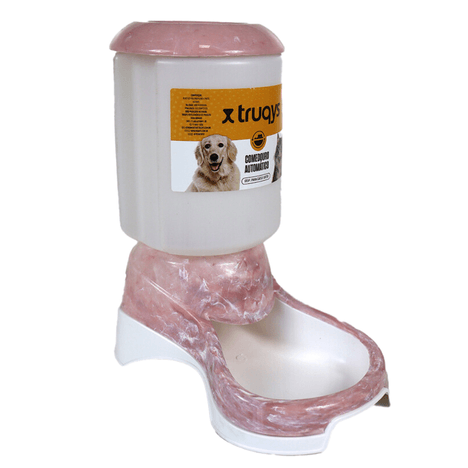 Comedouro Automático Truqys Pets Galão Mármore Carrara Rose para Cães e Gatos