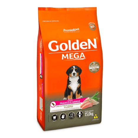 Ração Golden Mega para Cães Filhotes de Porte Grande Sabor Frango e Arroz 15 kg Ração Golden Mega para Cães Filhotes de Porte Grande Sabor Frango e Arroz 15 kg
