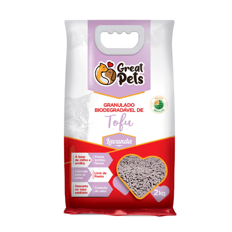 Granulado Higiênico Great Pets Premium Biodegradável Tofu Lavanda 2 kg Granulado Higiênico Great Pets Premium Biodegradável Tofu Lavanda 2 kg