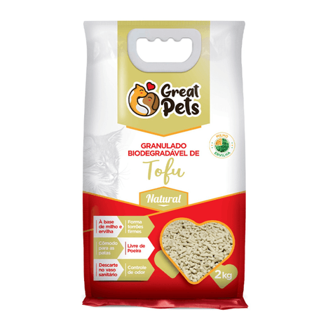 Granulado Higiênico Great Pets Premium Biodegradável Tofu Natural 2 kg Granulado Higiênico Great Pets Premium Biodegradável Tofu Natural 2 kg