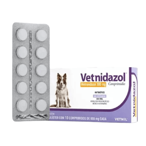 Antibiótico Vetnidazol para Cães em Blister com 10 Comprimidos de 300 mg Antibiótico Vetnidazol para Cães em Blister com 10 Comprimidos de 300 mg