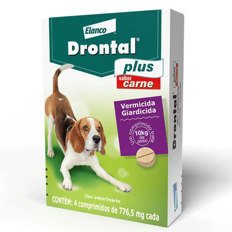 Drontal Plus para Cães de 10 kg Sabor Carne 4 Comprimidos