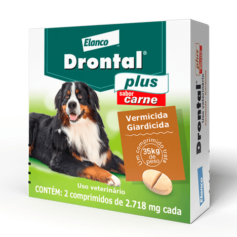 Drontal para Cães de 35kg Sabor Carne 2 Comprimidos