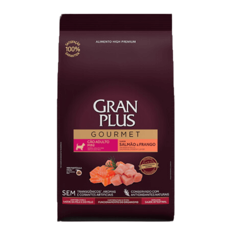 Ração GranPlus Gourmet para Cães Adultos de Porte Mini Sabor Salmão e Frango 3kg