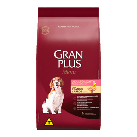 Ração GranPlus Menu Light para Cães Adultos de Raças Médias a Grandes Sabor Frango e Arroz 15 kg Ração GranPlus Menu Light para Cães Adultos de Raças Médias a Grandes Sabor Frango e Arroz 15 kg