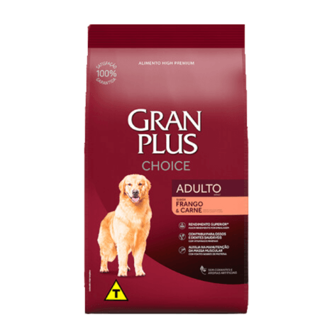 Ração GranPlus Choice para Cães Adultos de Raças Médias a Grandes Sabor Frango e Carne 15 kg Ração GranPlus Choice para Cães Adultos de Raças Médias a Grandes Sabor Frango e Carne 15 kg