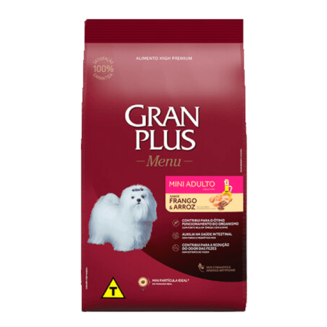 Ração GranPlus Menu para Cães Adultos de Porte Mini Sabor Frango e Arroz 10,1 kg Ração GranPlus Menu para Cães Adultos de Porte Mini Sabor Frango e Arroz 10,1 kg