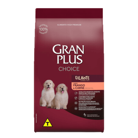 Ração GranPlus Choice para Cães Filhotes de Raças Médias a Grandes Sabor Frango e Carne 10,1kg