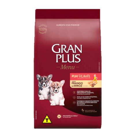 Ração GranPlus Menu para Cães Filhotes de Porte Mini Sabor Frango e Arroz 10,1kg