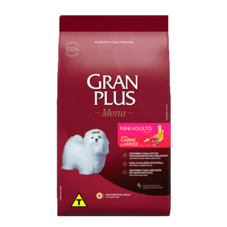 Ração GranPlus Menu para Cães Adultos de Porte Mini Sabor Carne e Arroz 1 kg Ração GranPlus Menu para Cães Adultos de Porte Mini Sabor Carne e Arroz 1 kg