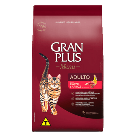 Ração GranPlus Menu Para Gatos Adultos Sabor Carne e Arroz 3 kg Ração GranPlus Menu Para Gatos Adultos Sabor Carne e Arroz 3 kg