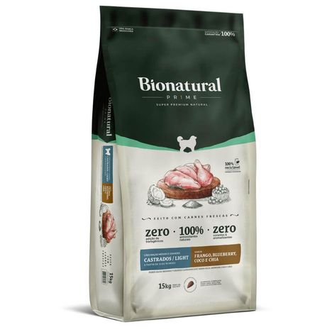 Ração Bionatural Prime Cães de Raças Médias e Grandes Castrados ou Light Frango 15 kg Ração Bionatural Prime Cães de Raças Médias e Grandes Castrados ou Light Frango 15 kg
