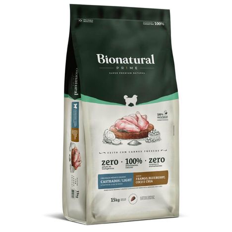 Ração Bionatural Prime Cães de Raças Médias e Grandes Castrados ou Light Frango 15kg