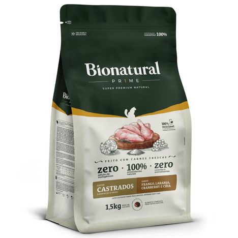 Ração Bionatural Prime Gatos Castrados Frango 1,5kg