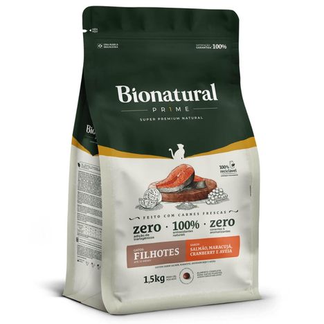 Ração Bionatural Prime Gatos Filhotes Salmão 1,5kg