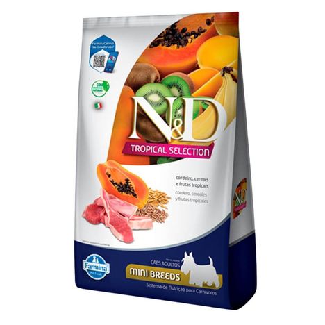 Ração Farmina N&D Tropical Selection Sabor Cordeiro, Cereais e Frutas Tropicais para Cães Adultos de Porte Mini e Pequeno 2 kg + 500g Grátis Ração Farmina N&D Tropical Selection Sabor Cordeiro, Cereais e Frutas Tropicais para Cães Adultos de Porte Mini e Pequeno 2 kg + 500g Grátis
