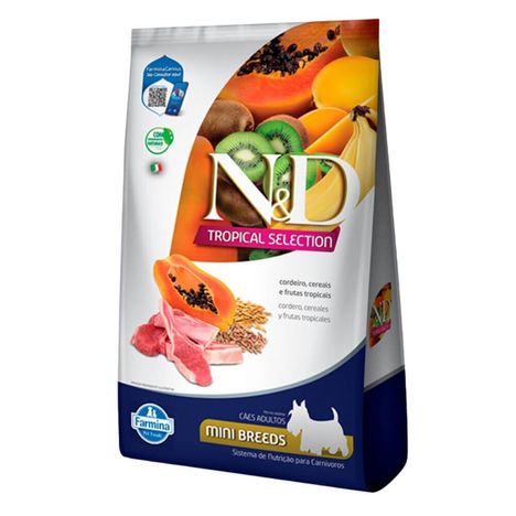 Ração Farmina N&D Tropical Selection Sabor Cordeiro, Cereais e Frutas Tropicais para Cães Adultos de Porte Mini e Pequeno  2kg + 500g Grátis