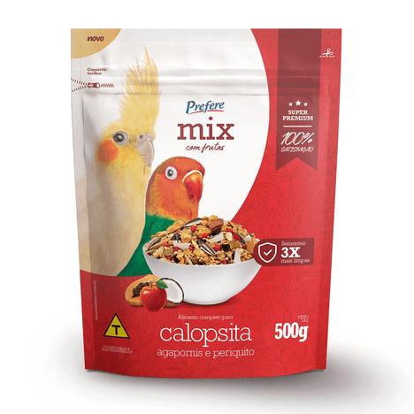 Alimento Prefere Mix com Frutas para Calopsita, Agapornis e Periquito 500g Alimento Prefere Mix com Frutas para Calopsita, Agapornis e Periquito 500g