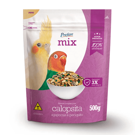 Alimento Prefere Mix para Calopsita, Agapornis e Periquito 500g Alimento Prefere Mix para Calopsita, Agapornis e Periquito 500g