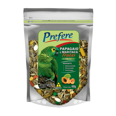 Alimento Prefere Mix para Papagaio com Frutas 400gr
