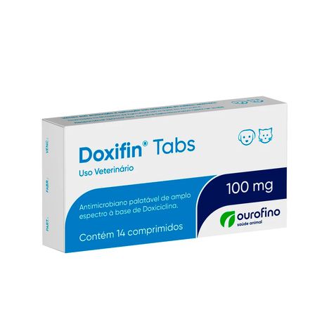 Antibiótico Ourofino Doxifin Tabs Para Cães e Gatos 100mg 14 Comprimidos