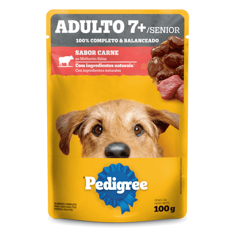 Ração Úmida Pedigree Sachê Sabor Carne ao Molho para Cães Adultos Sênior 7+ Anos 100g