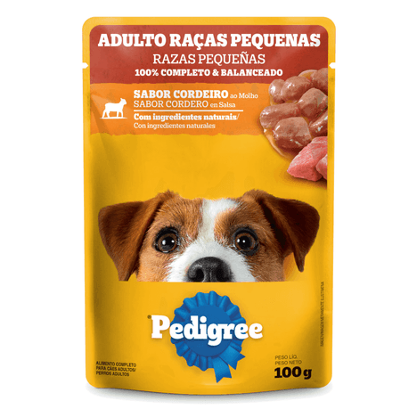 Ração Úmida Pedigree Sachê Sabor Cordeiro ao Molho para Cães Adultos Raças Pequenas 100g