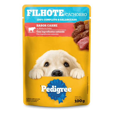 Ração Úmida Pedigree Sachê Sabor Carne ao Molho para Cães Filhotes 100g