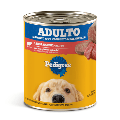 Ração Úmida Pedigree Patê em Lata Sabor Carne ao Molho para Cães Adultos 100g