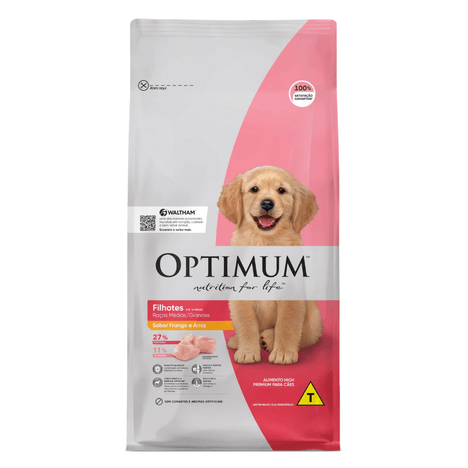 Ração Optimum para Cães Filhotes Raças Médias a Grandes Sabor Frango e Arroz 3kg