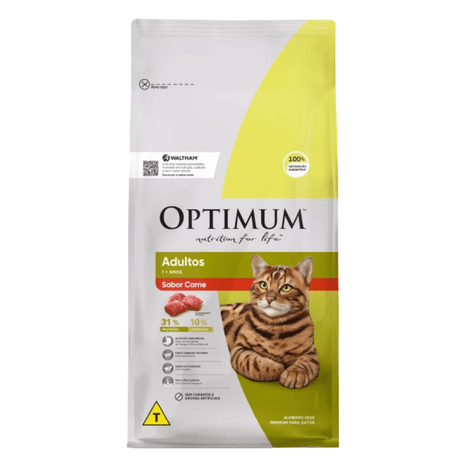 Ração Optimum para Gatos Adultos Sabor Carne 1kg