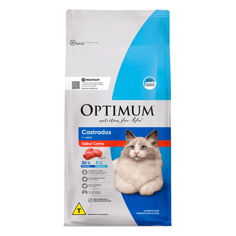 Ração Optimum para Gatos Adultos Castrados Sabor Carne 1kg