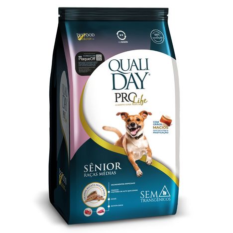 Ração Qualiday ProLife para Cães Sênior de Raças Médias 13 kg Ração Qualiday ProLife para Cães Sênior de Raças Médias 13 kg