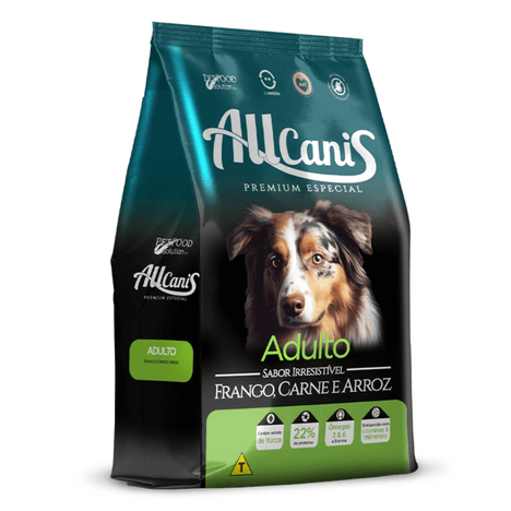 Ração Allcanis para Cães Adultos de Porte Médio a Grande Sabor Frango, Carne e Arroz 10,1 kg Ração Allcanis para Cães Adultos de Porte Médio a Grande Sabor Frango, Carne e Arroz 10,1 kg