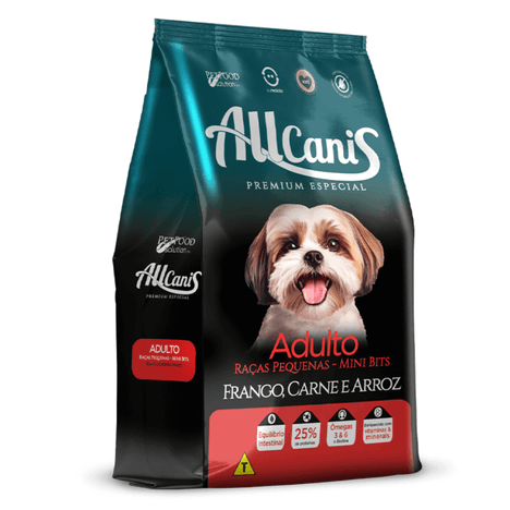 Ração Allcanis para Cães Adultos de Raças Pequenas Sabor Frango, Carne e Arroz 15 kg Ração Allcanis para Cães Adultos de Raças Pequenas Sabor Frango, Carne e Arroz 15 kg