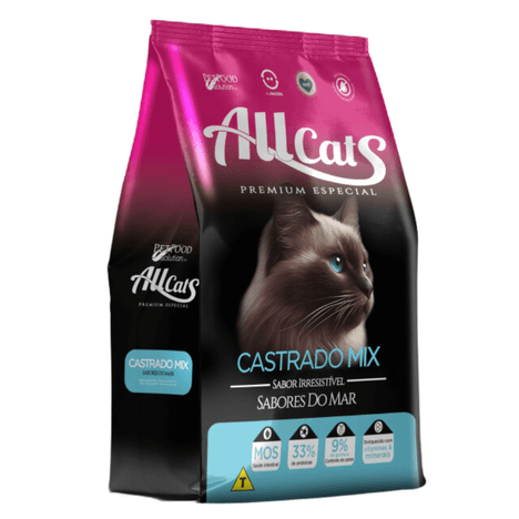 Ração Allcats Mix para Gatos Adultos Castrados Sabores do Mar 10,1kg