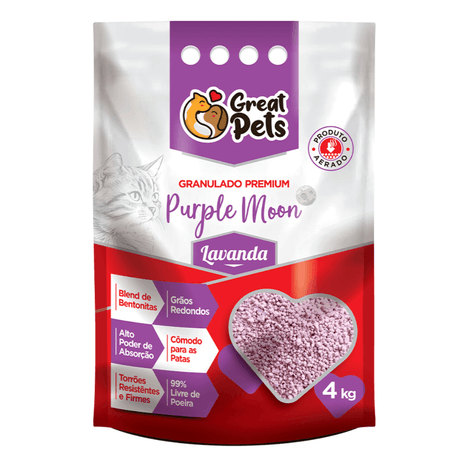 Areia Higiênica Great Pets Premium Purple Moon Lavanda para Gatos 4 kg Areia Higiênica Great Pets Premium Purple Moon Lavanda para Gatos 4 kg