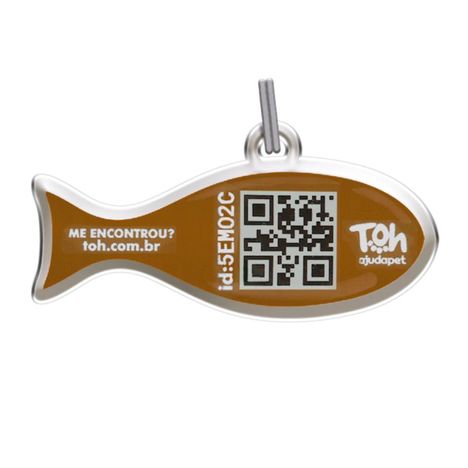 Pingente Peixe QR Code Bege Pingente Peixe QR Code Bege