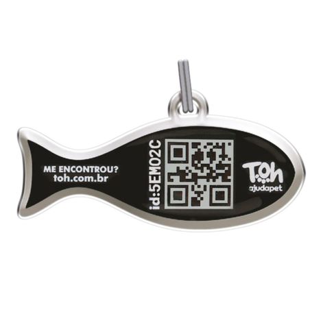 Pingente Peixe QR Code Preto Pingente Peixe QR Code Preto