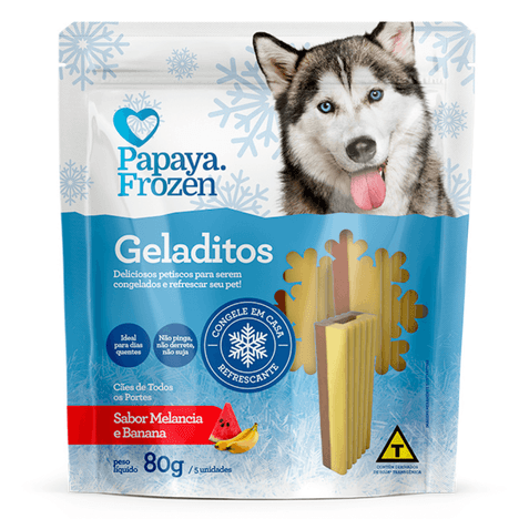 Snack Papaya Frozen Geladitos Sabor Melancia e Banana para Cães 80gr