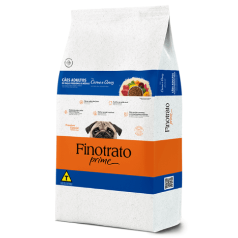 Ração Finotrato Prime Sabor Carne e Arroz para Cães Adultos de Porte Pequeno e Médio 10,1 kg Ração Finotrato Prime Sabor Carne e Arroz para Cães Adultos de Porte Pequeno e Médio 10,1 kg