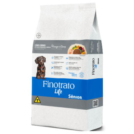 Ração Finotrato Life Sabor Frango e Arroz para Cães Sênior de Porte Pequeno e Médio 10,1kg