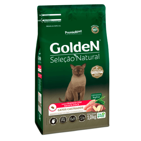 Ração Golden Seleção Natural para Gatos Castrados Sabor Frango com Batata Doce 1 kg Ração Golden Seleção Natural para Gatos Castrados Sabor Frango com Batata Doce 1 kg