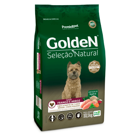 Ração Golden Seleção Natural para Cães Sênior de Porte Pequeno Sabor Frango e Arroz 10,1 kg Ração Golden Seleção Natural para Cães Sênior de Porte Pequeno Sabor Frango e Arroz 10,1 kg